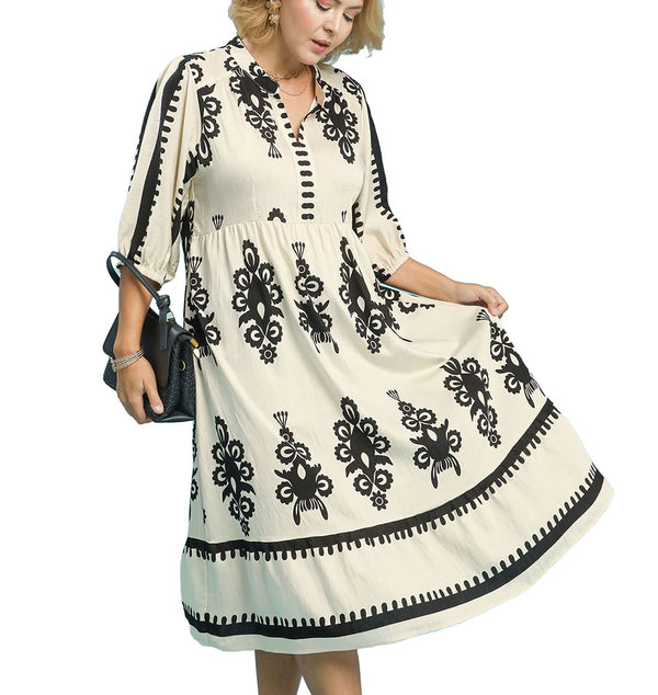 Umgee USA Desert Bloom Embroidered Midi Dress