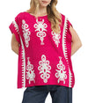Umgee USA Border Poncho Style Top
