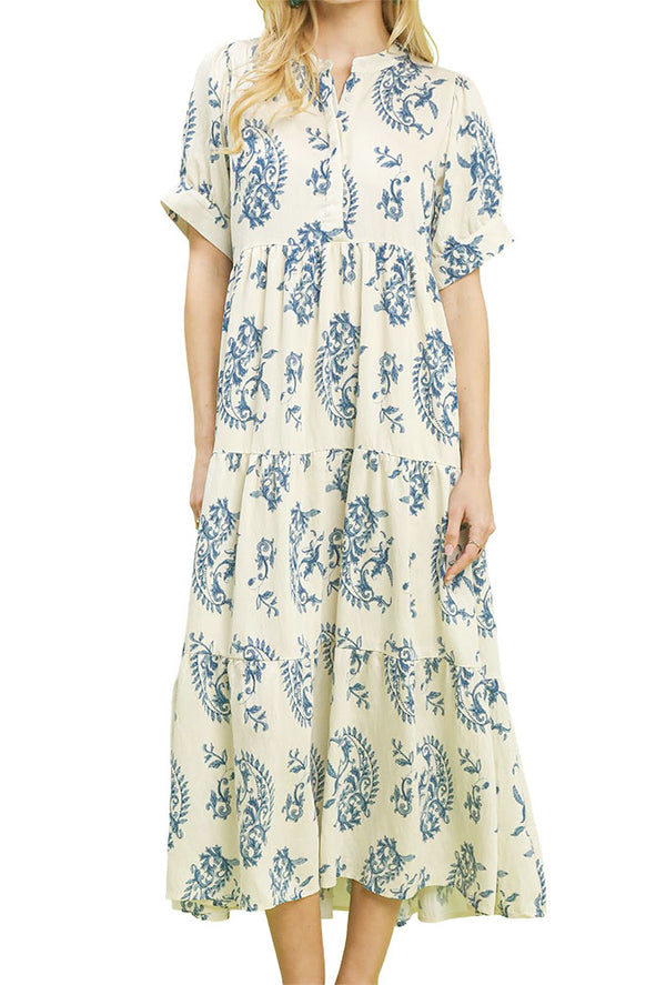 Umgee USA Tiered Textured Midi Dress
