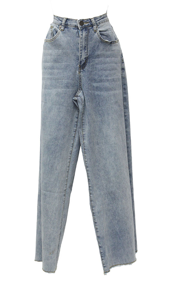 Easel Straight Leg Frayed Jeans