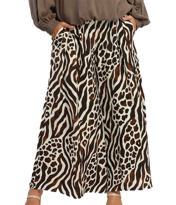 Umgee USA Mixed Animal Print Wide Leg Pants