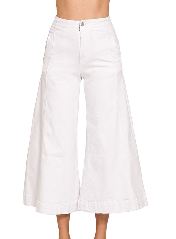 ZENANA High Rise Cropped Gaucho Denim