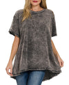 ZENANA Crinkle Washed Cotton Drop Shoulder Oversized Top
