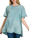 ZENANA Crinkle Washed Cotton Drop Shoulder Oversized Top