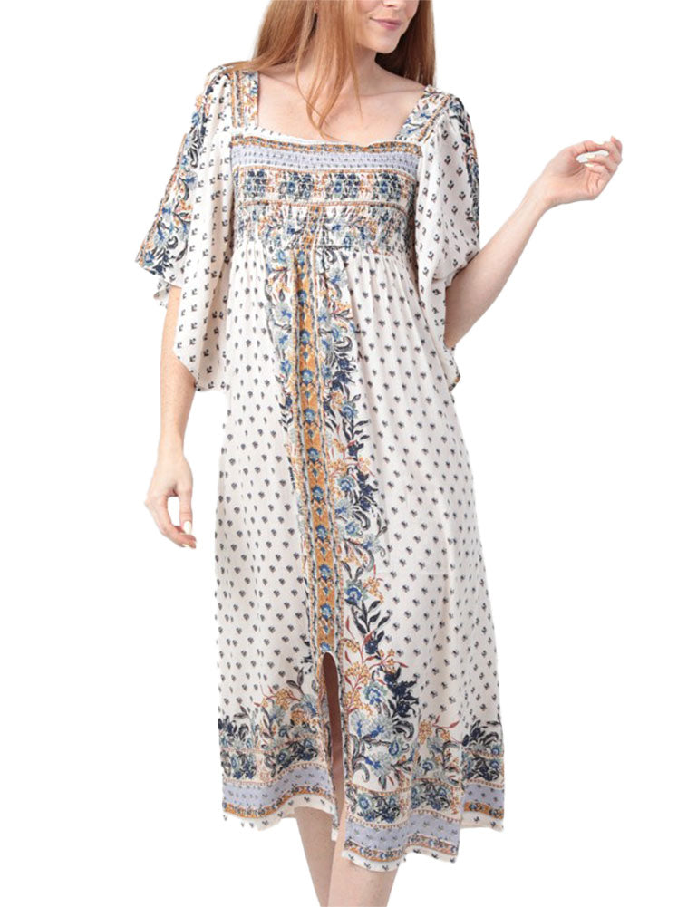 Angie Clothing Kimono Sleeves Midi Dress