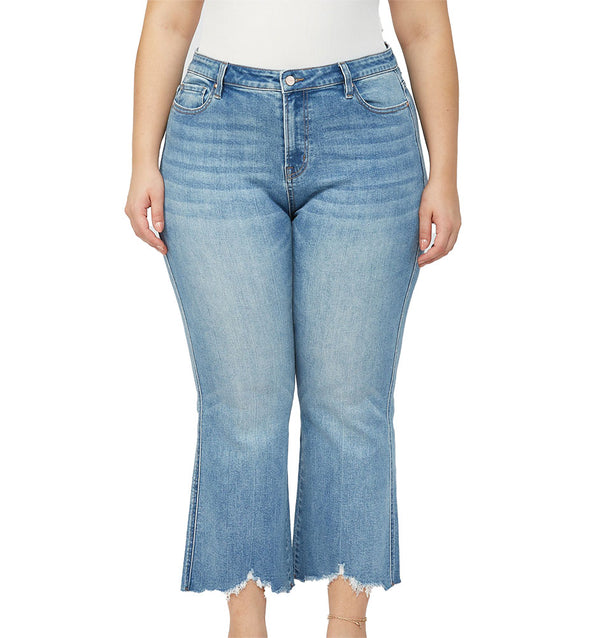 Mica Denim Crop Flare Fray
