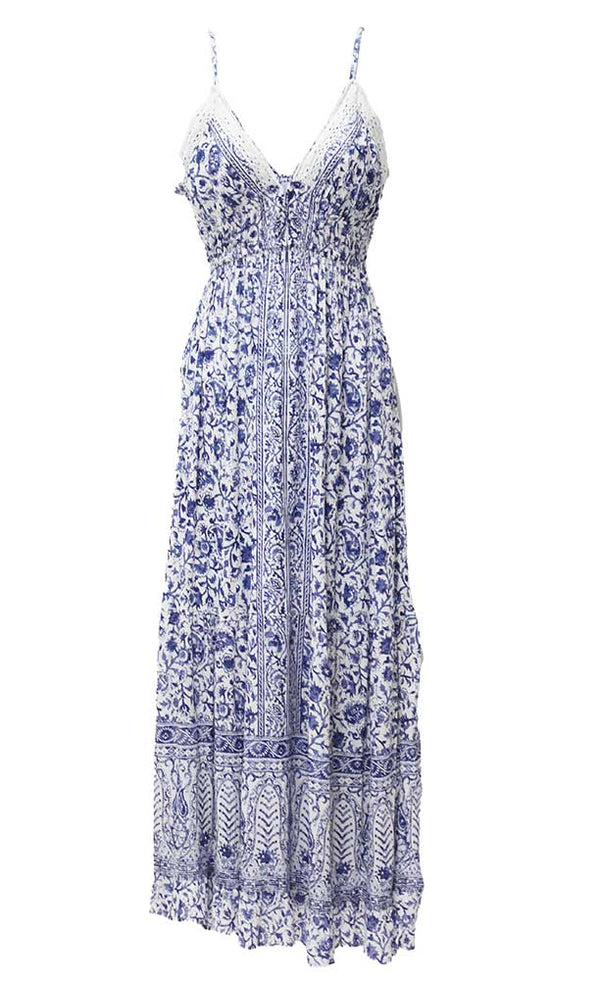 Angie Clothing Smocked Spaghetti Strap Maxi Dress