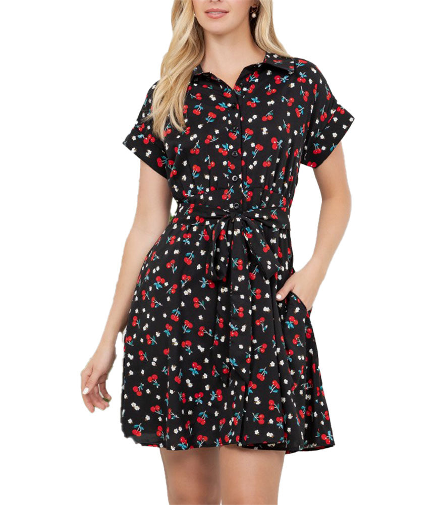 La Soul Cherry Print Retro Style Dress