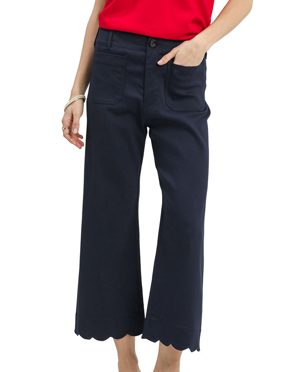 Umgee USA Scallop Hem Wide Leg Pants