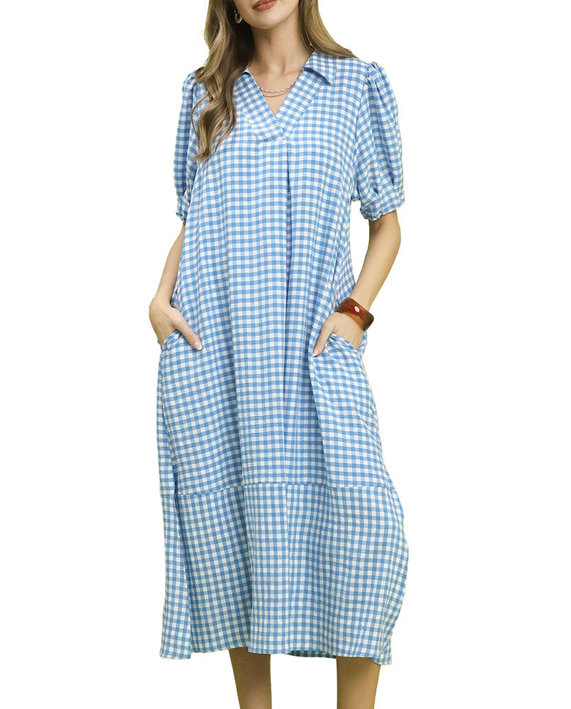 Umgee USA Gingham Midi Dress