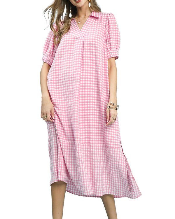 Umgee USA Gingham Midi Dress