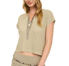 Blu Pepper Split Neck Batwing Knit Sweater