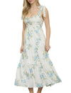 Blu Pepper Floral Tie Strap Scallop Lace Midi Dress