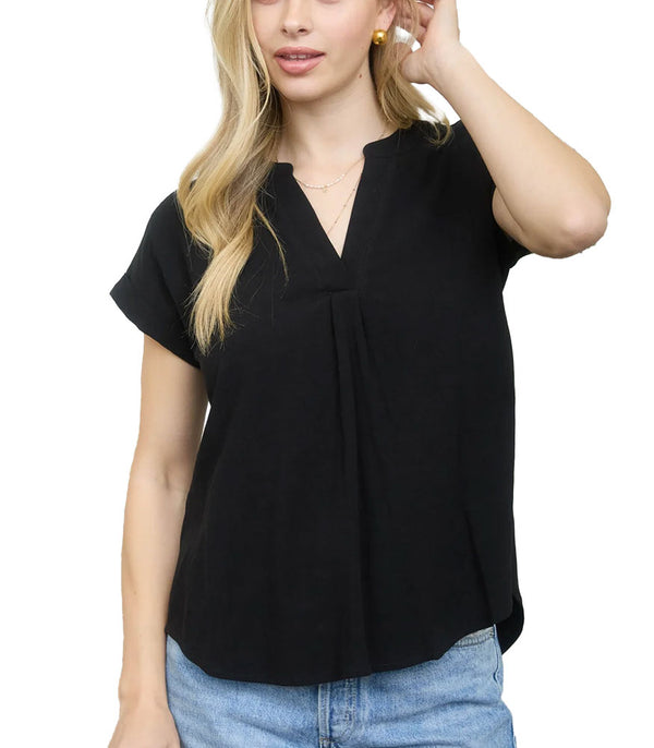 Blu Pepper Back Button Top