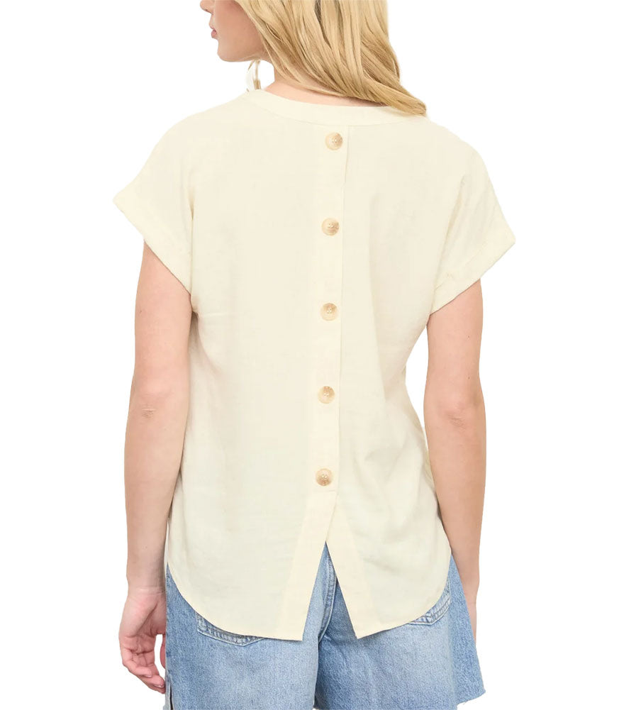 Blu Pepper Back Button Top
