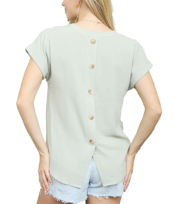 Blu Pepper Back Button Top