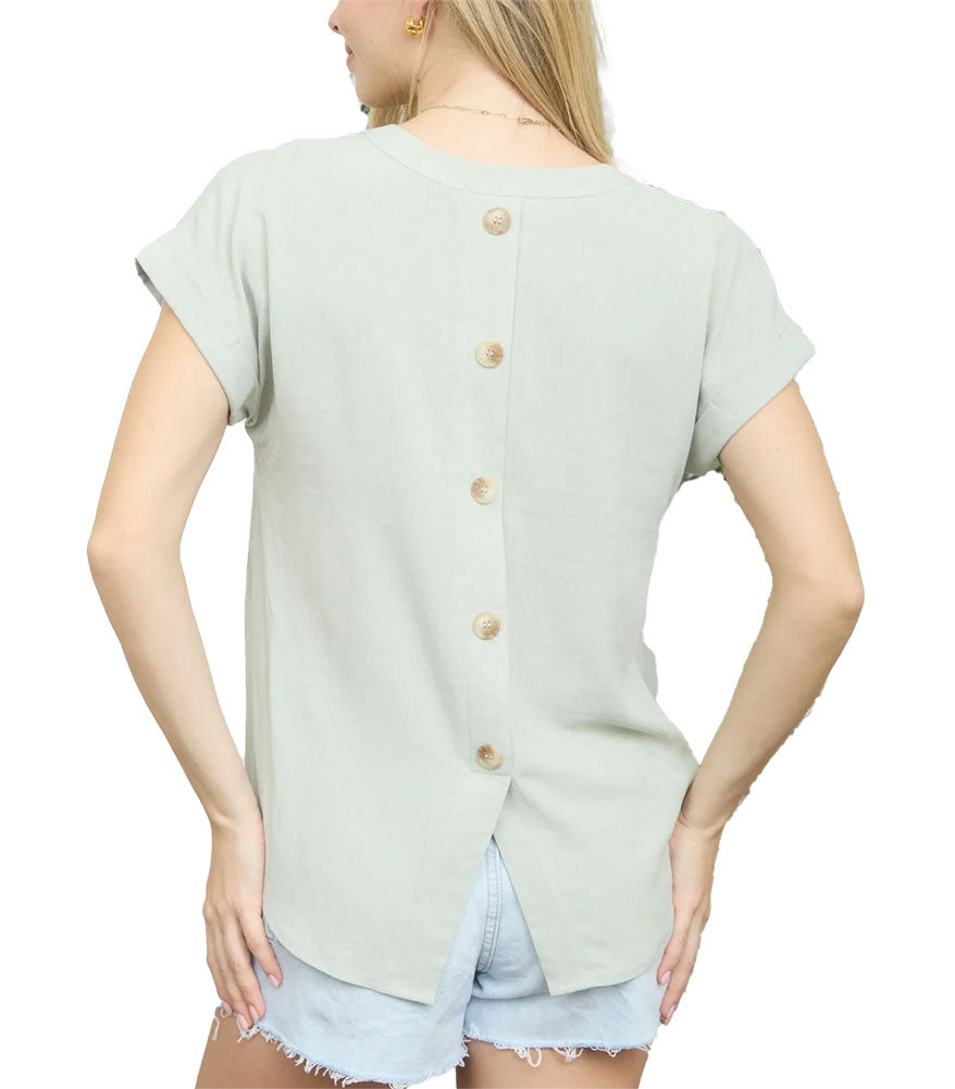 Blu Pepper Back Button Top
