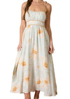 Blu Pepper Watercolor Floral Tie Strap Midi Dress