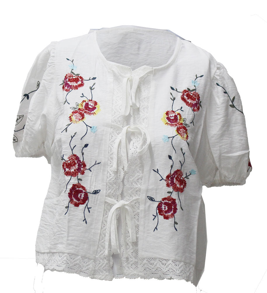 Blu Pepper Embroidered Tie Top