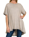 ZENANA Crinkle Washed Cotton Drop Shoulder Oversized Top