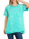ZENANA Crinkle Washed Cotton Drop Shoulder Oversized Top