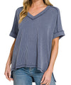 ZENANA V-Neck Ribbed Top