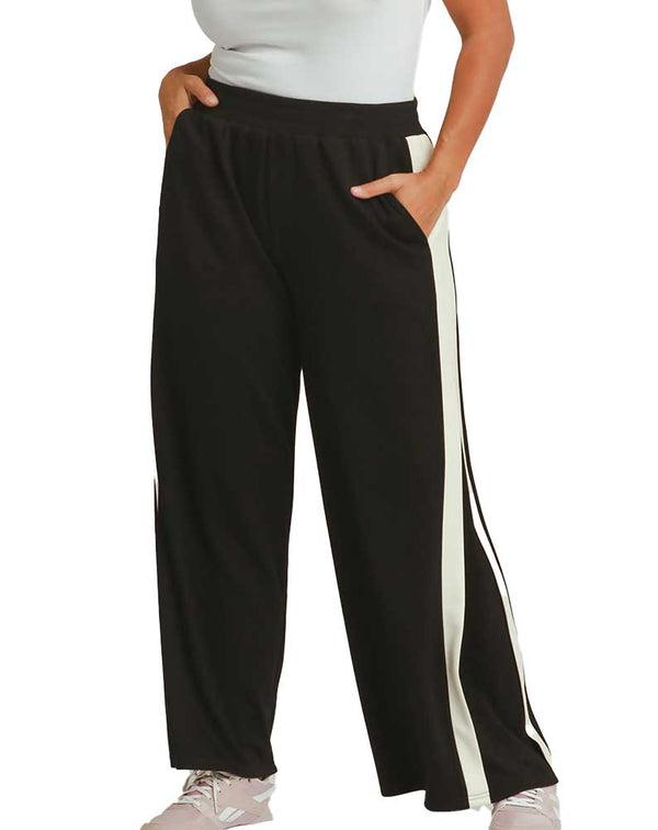 Umgee USA Colorblock Side Stripe Straight Pants