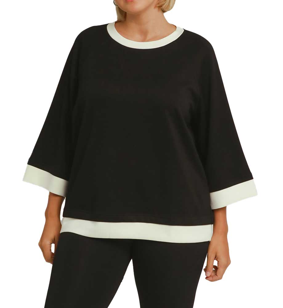 Umgee USA Colorblock Crewneck Raglan Sleeve Top