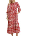 Umgee USA Botanical Border Print Tiered Midi Dress