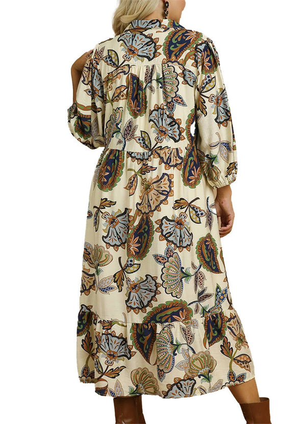 Umgee USA Boho Paisley Tiered Midi Dress