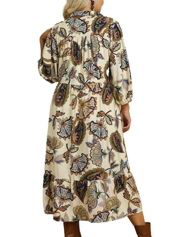Umgee USA Boho Paisley Tiered Midi Dress