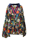 Umgee USA Floral Print Contrast Collar Long Sleeve Blouse