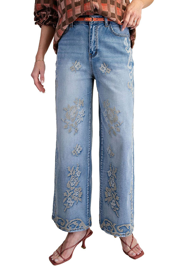 Easel Border Embroiders Pants