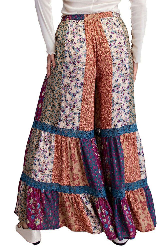Easel Patchwork Palazzo Pants