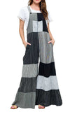 Yak & Yeti Boho Striped Patchwork Overalls