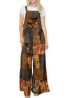 Yak & Yeti Mushroom Print Patchwork Overalls