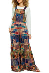 Yak & Yeti Soft Boho Geo Floral Tiered Wide Leg Overalls