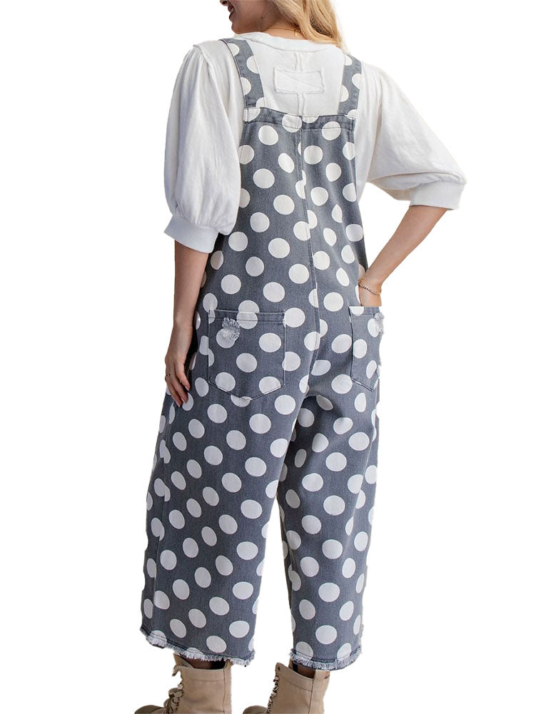 Easel Polka Dot Enzyme Washed Twill Overall