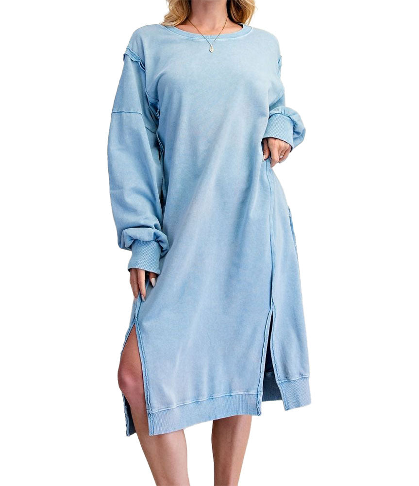 Easel Washed Terry Pullover Dress