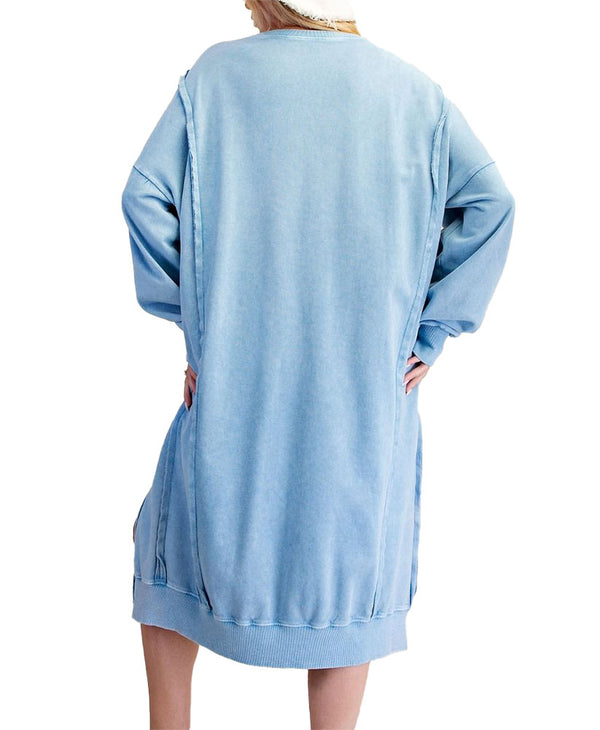 Easel Washed Terry Pullover Dress