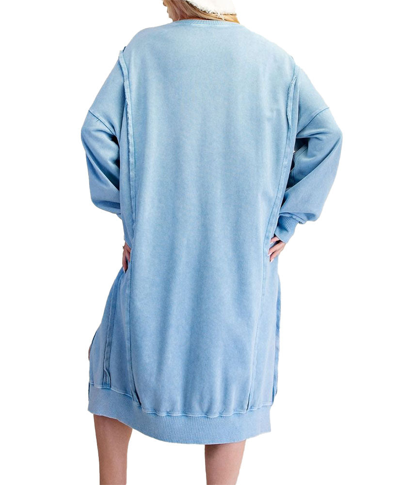 Easel Washed Terry Pullover Dress