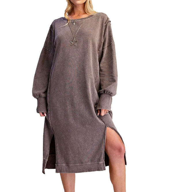 Easel Washed Terry Pullover Dress