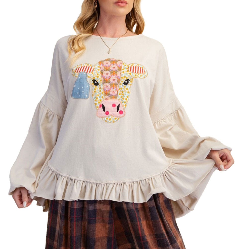 Easel Cow Patch Cotton Tunic