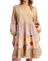 Easel Mix Print Tiered Dress