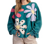 Easel Floral Patch Washed Terry Pullover