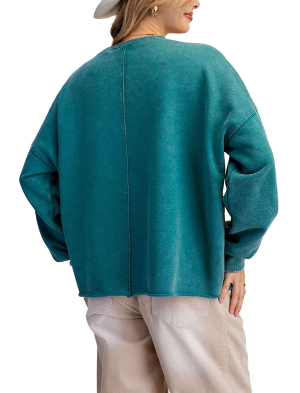 Easel Floral Patch Washed Terry Pullover