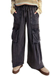 Easel Mineral Washed Terry Knit Cargo Pants