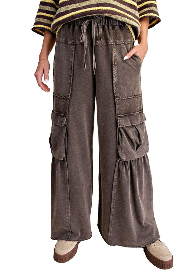 Easel Mineral Washed Terry Knit Cargo Pants