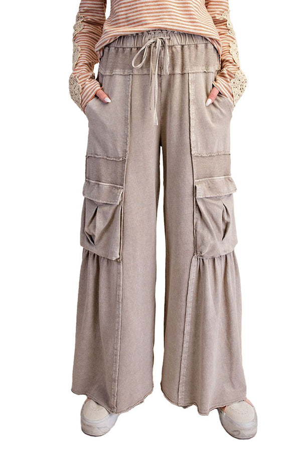 Easel Mineral Washed Terry Knit Cargo Pants