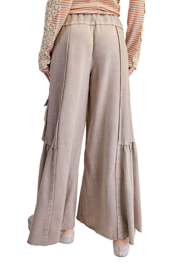 Easel Mineral Washed Terry Knit Cargo Pants
